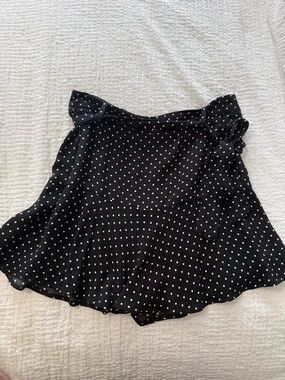 Zara Black and White Polka Dot Wrap Skirt-Shorts